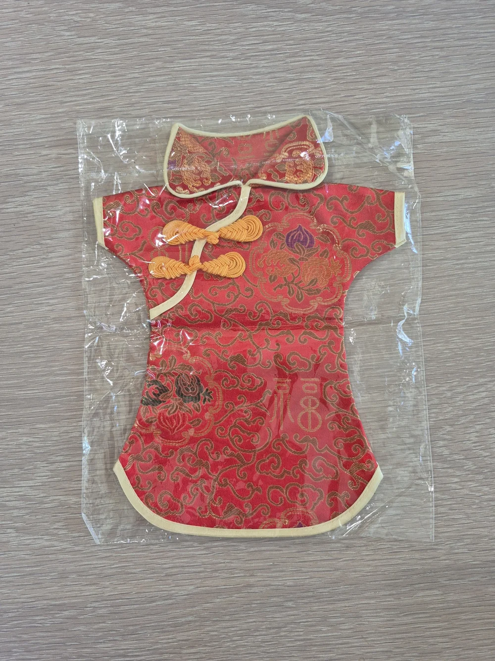 Doll Dress Red Brocade Chinese Style Dress with Gold Trim